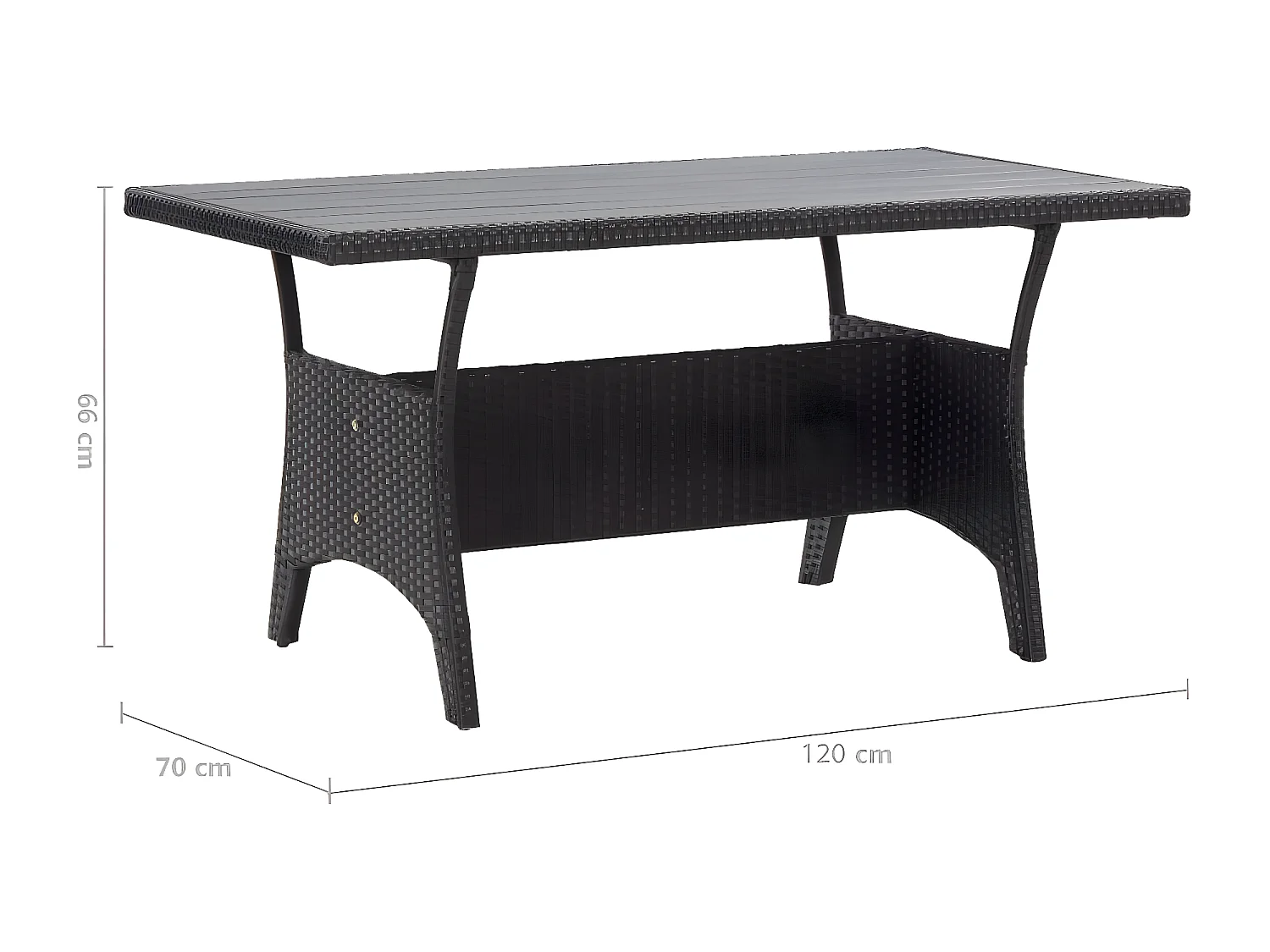 Claire-Marie-Élise  Mesa de jardín ratán sintético negro 120x70x66 cm