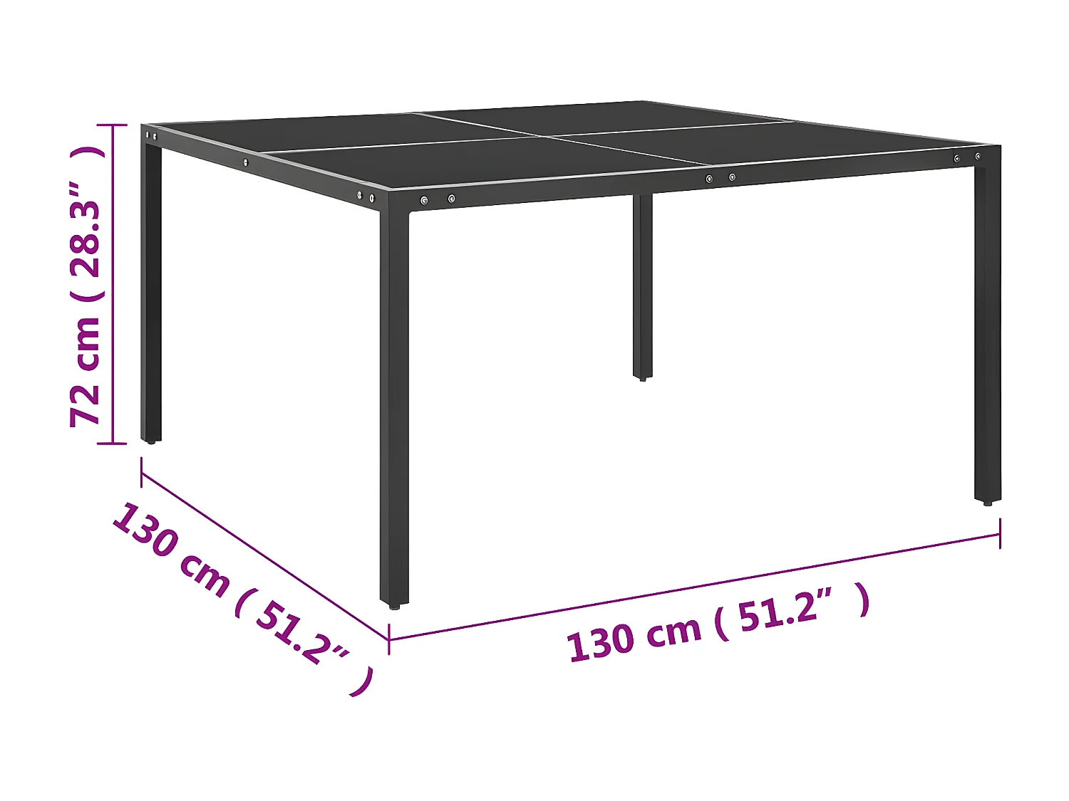 Garden Furniture -  Table de jardin Anthracite 130x130x72 cm Acier et verre
