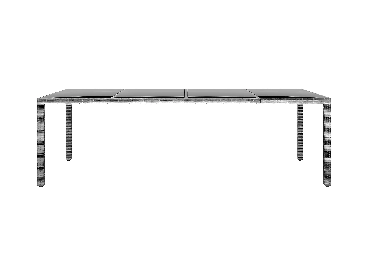 Gennevilliers  Table de jardin 250x100x75 cm Verre trempé et Résine tressée