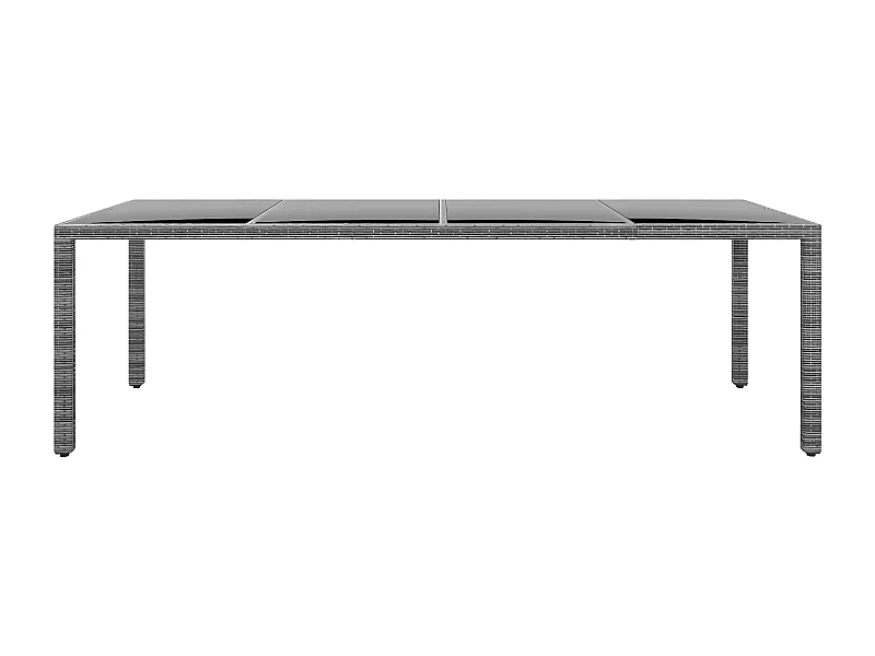 Gennevilliers  Tuintafel 250x100x75 cm gehard glas en poly rattan grijs