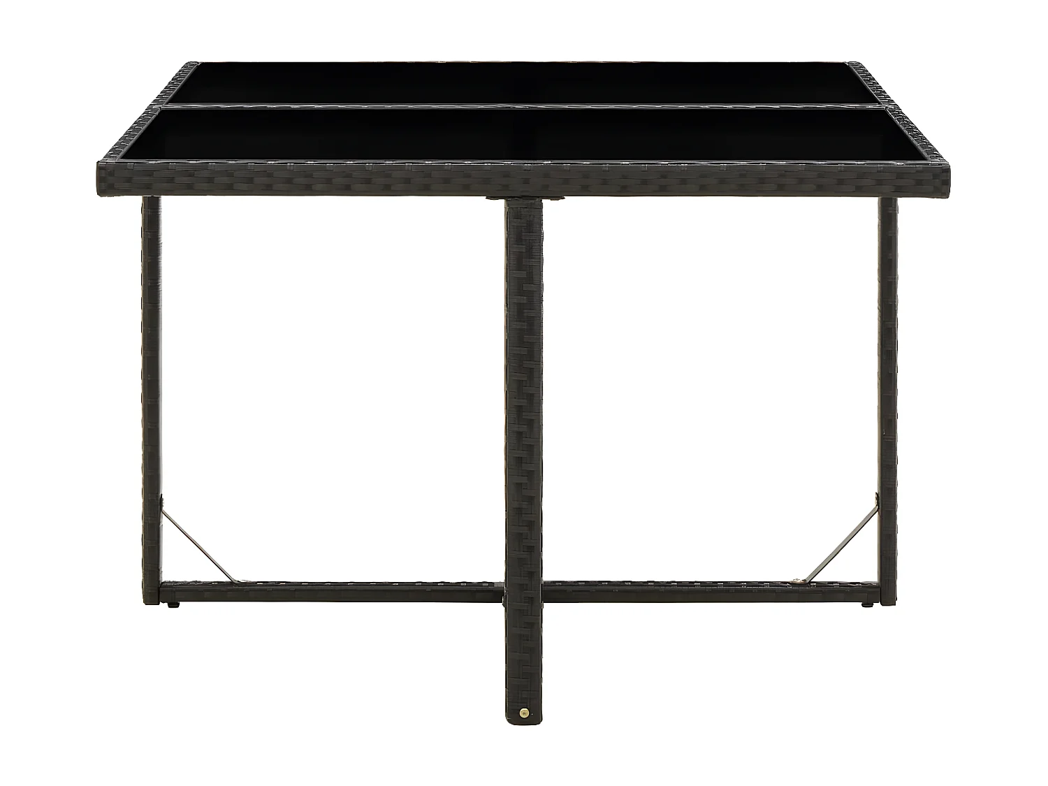 Cihangir  Tuintafel 109x107x74 cm poly rattan en glas zwart