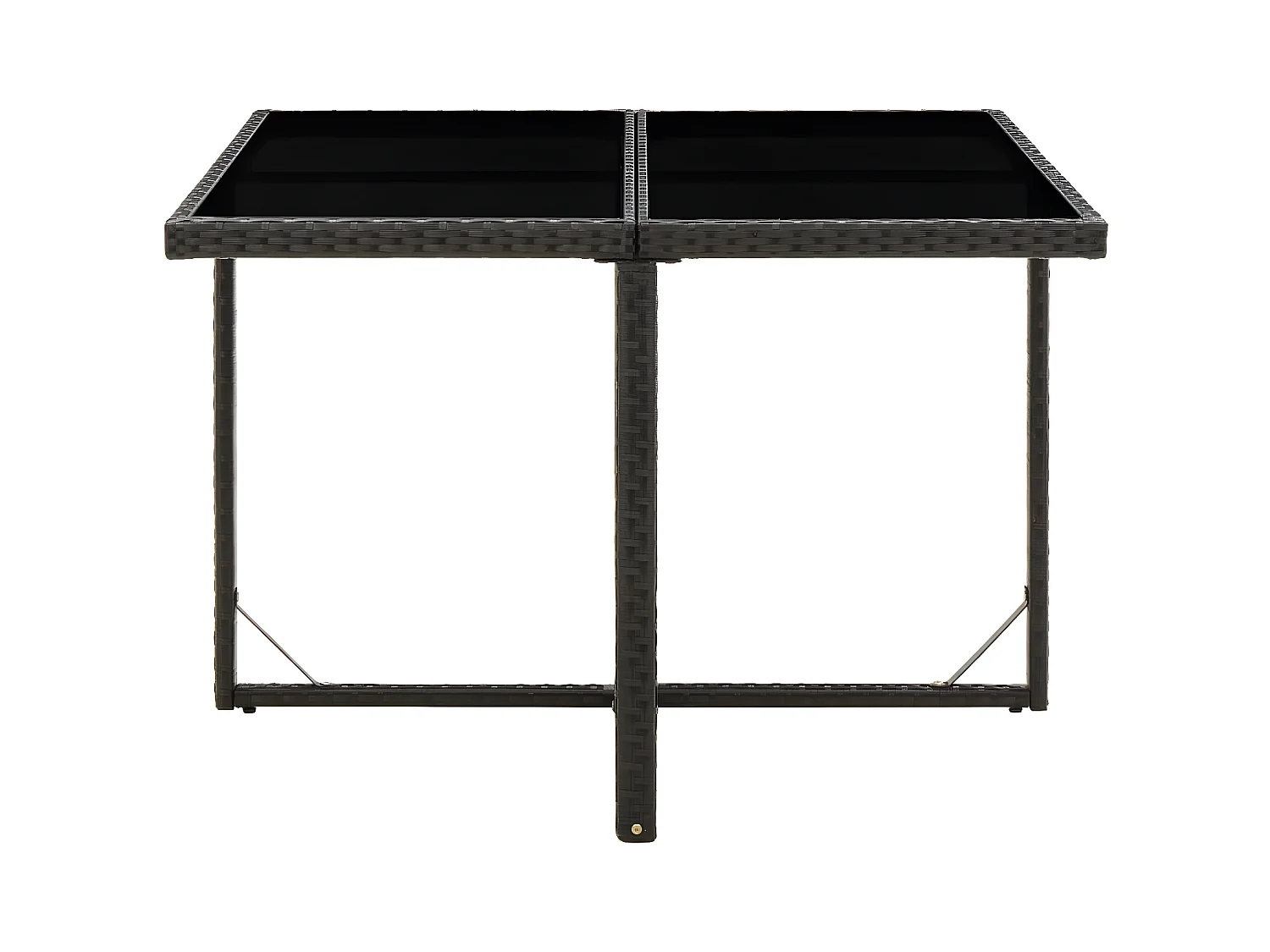 Cihangir  Table de jardin Noir 109x107x74 cm Résine tressée et verre