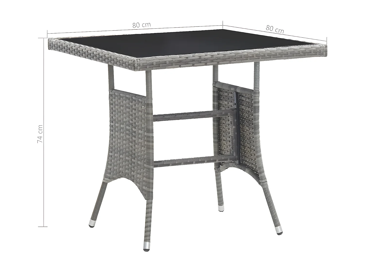 Eirik  Table de jardin gris 80x80x74 cm résine tressée