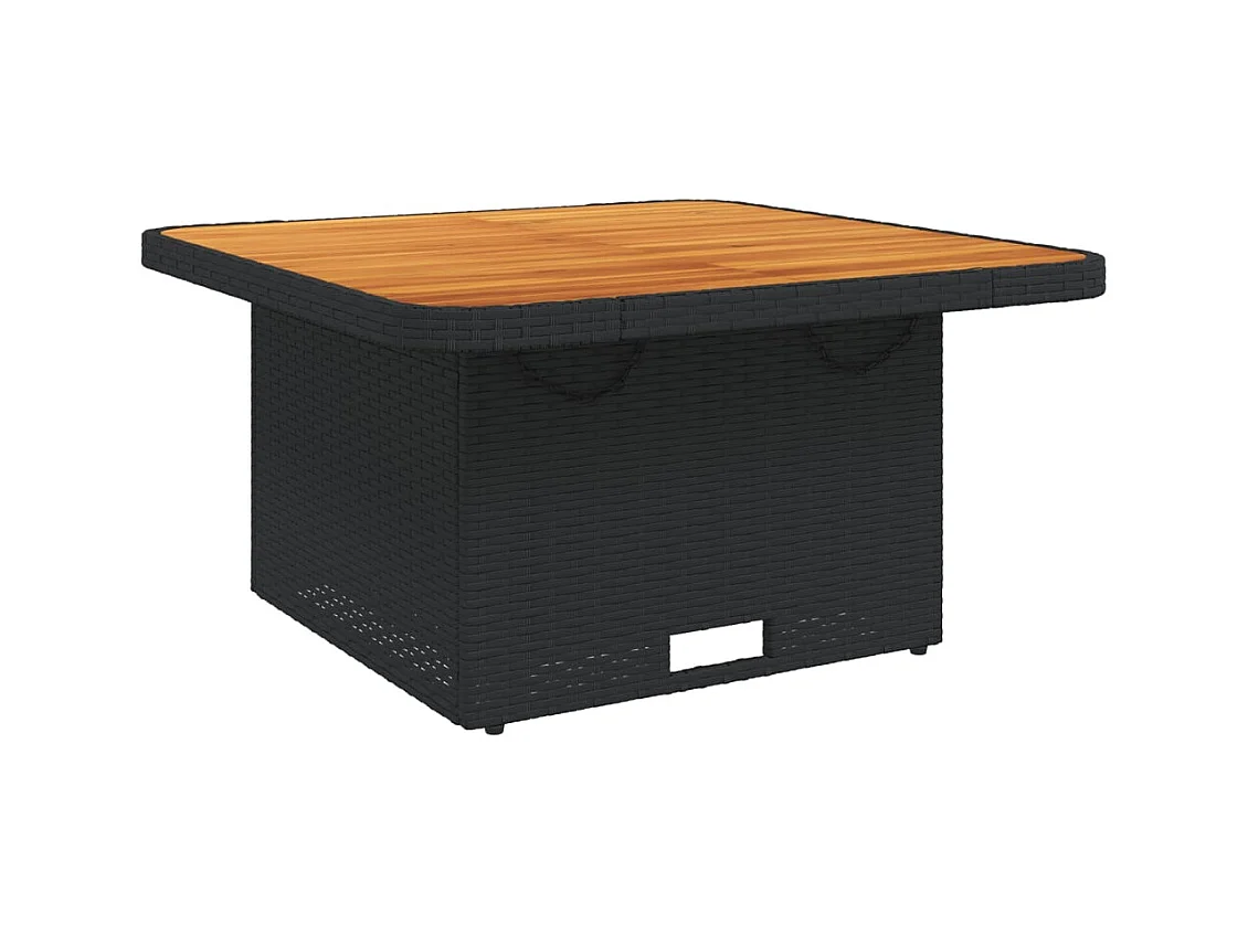 Rucphen  Table de jardin noir 80x80x71 cm résine tressée et bois acacia