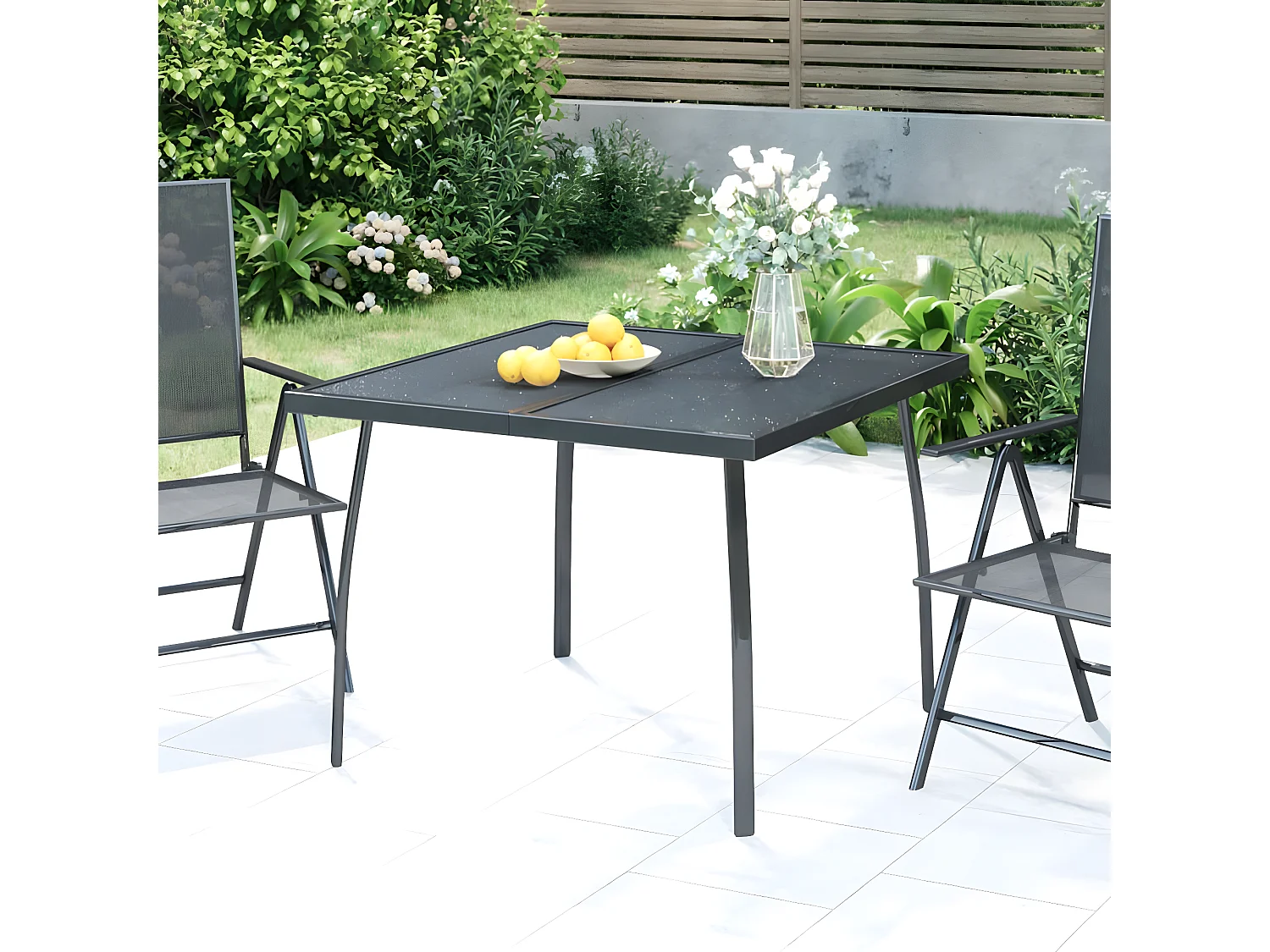 Ikast  Table de jardin anthracite 100x100x72 cm Treillis d'acier