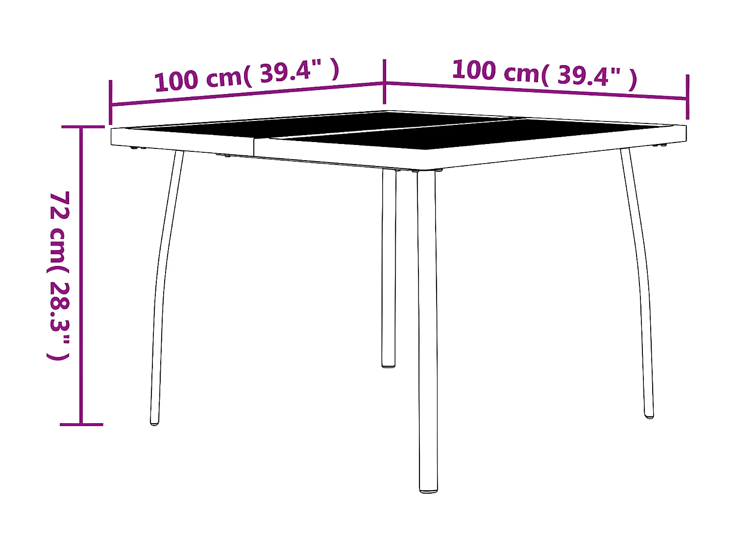 Ikast  Table de jardin anthracite 100x100x72 cm Treillis d'acier