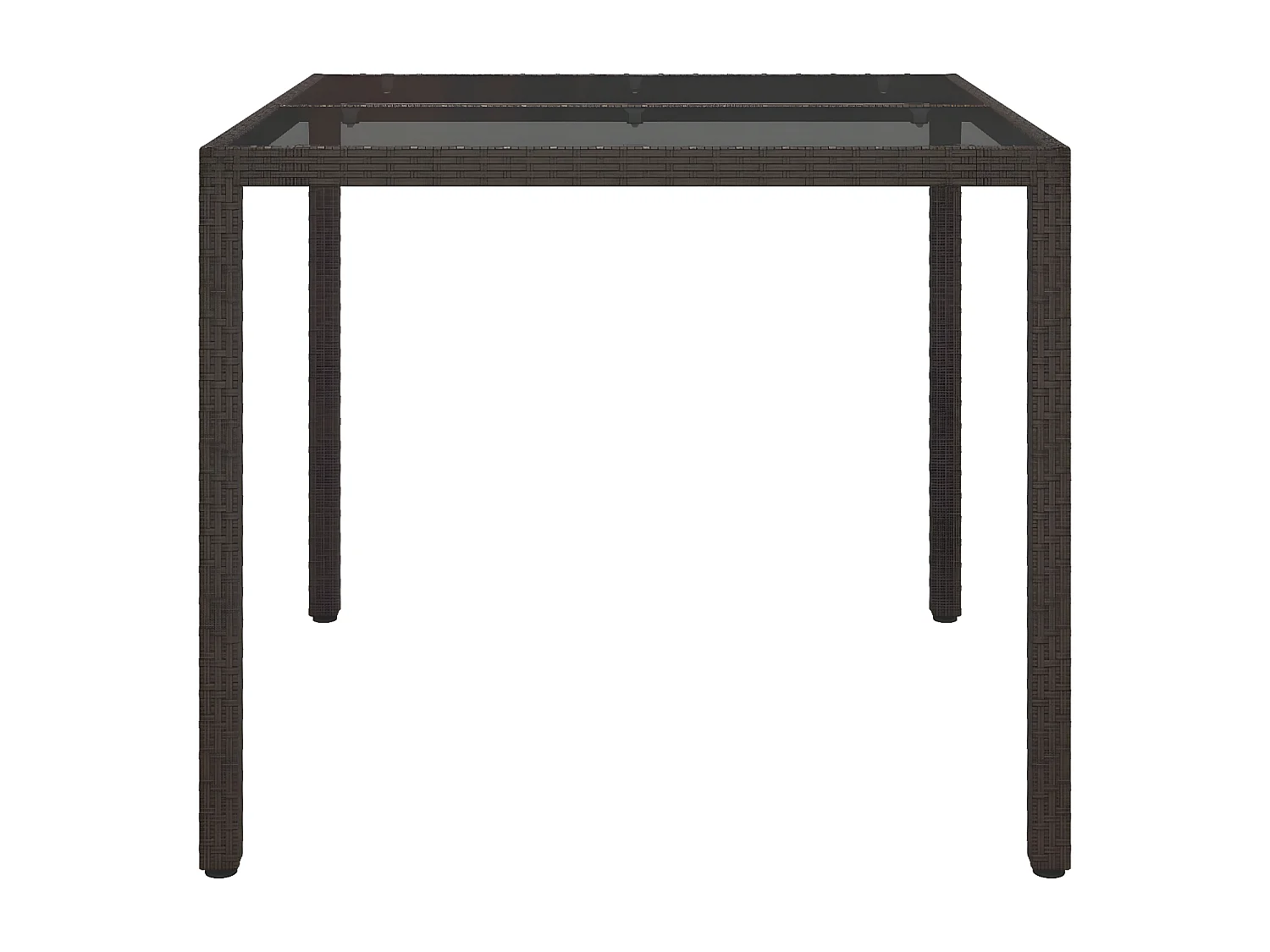 Prolenta Premium -  Tavolo Giardino 90x90x75cm Vetro Temperato e Polyrattan Marrone