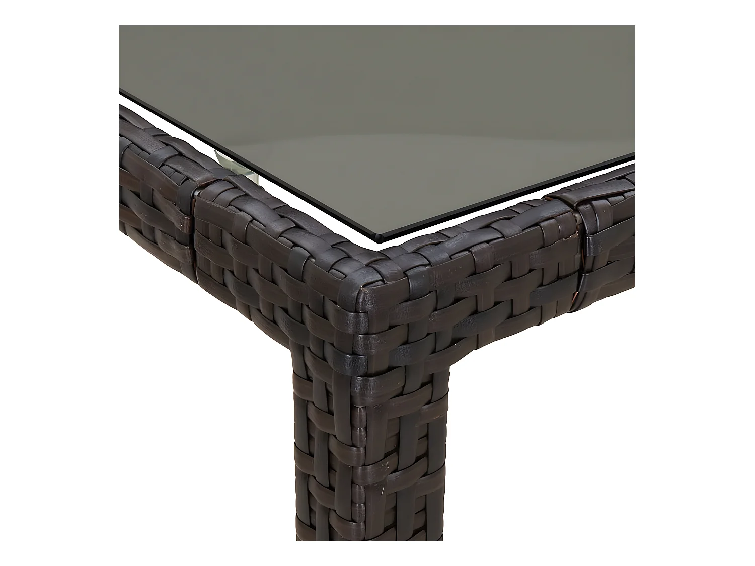 Prolenta Premium -  Tavolo Giardino 90x90x75cm Vetro Temperato e Polyrattan Marrone