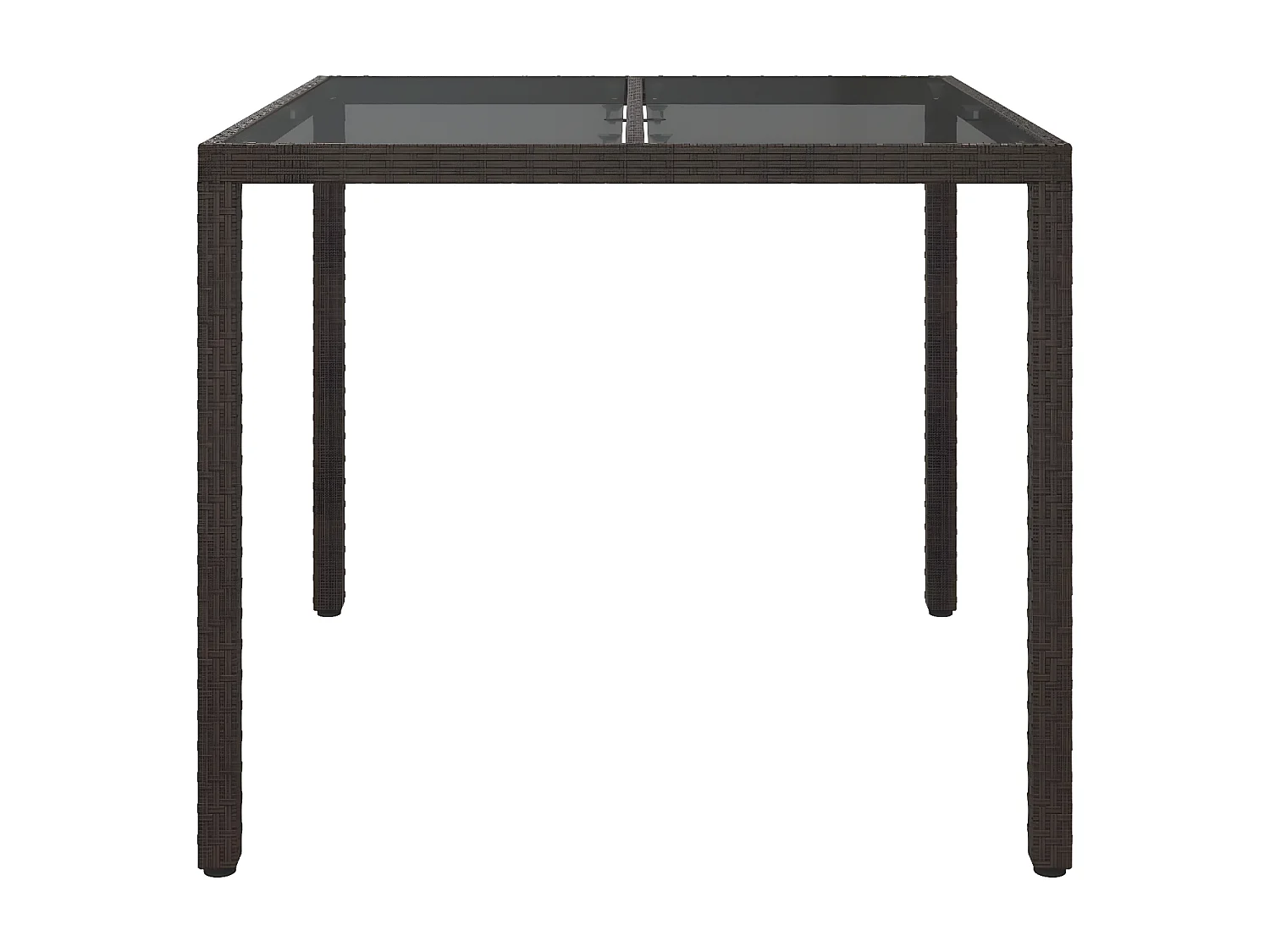 Prolenta Premium -  Tuintafel 90x90x75 cm gehard glas en poly rattan bruin