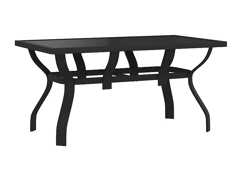 Eline  Gartentisch Schwarz 140x70x70 cm Stahl und Glas