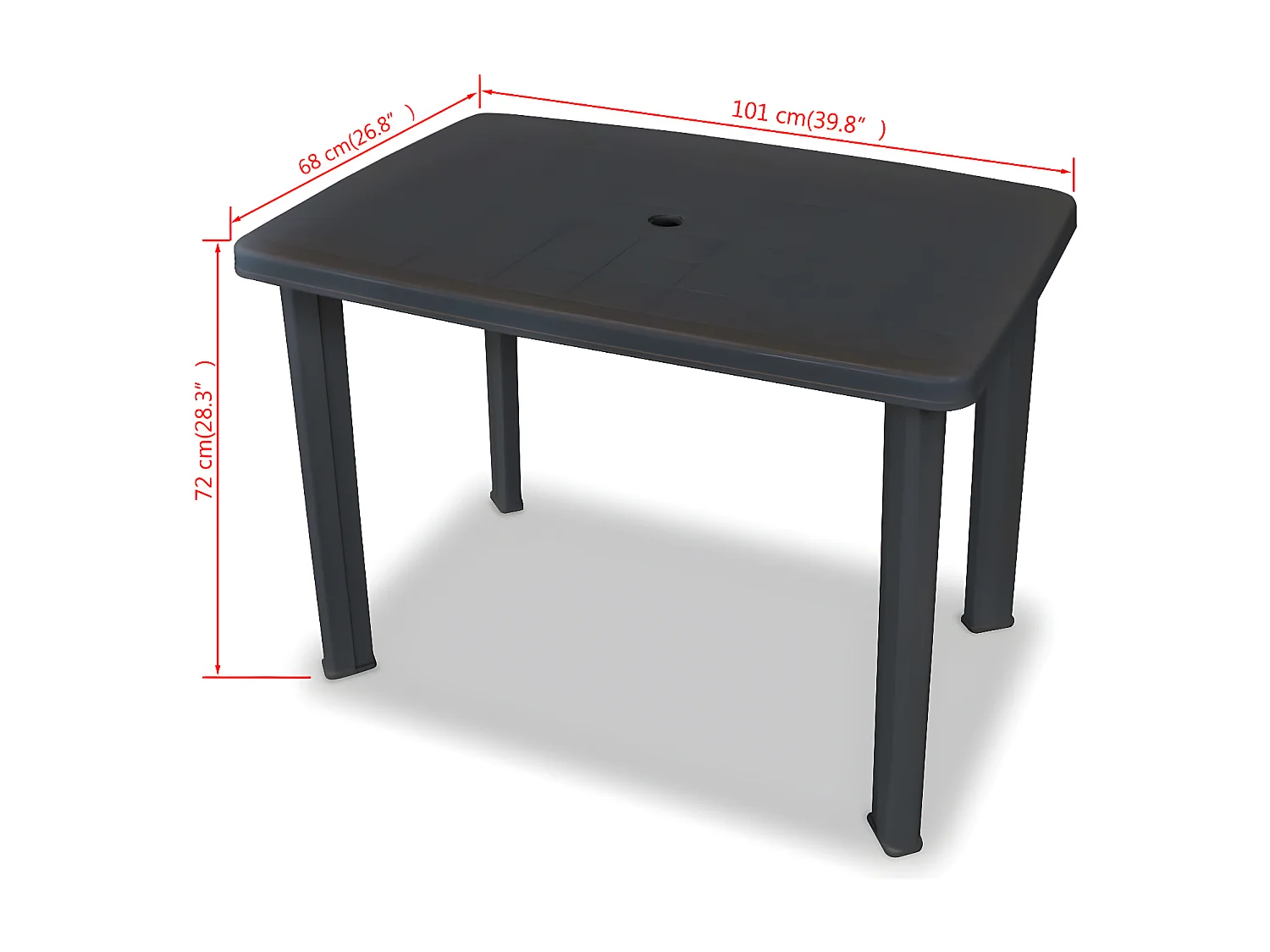 Taha  Tuintafel 101x68x72 cm kunststof antraciet