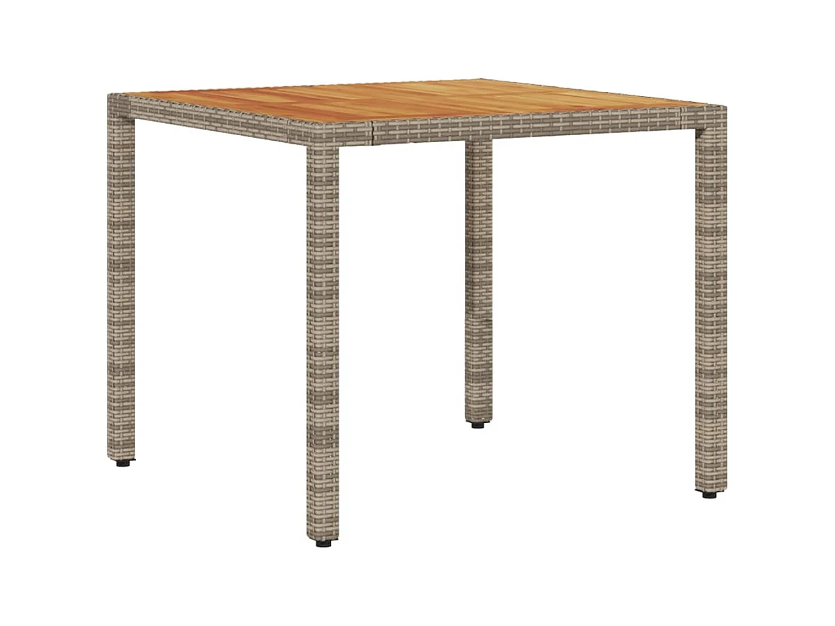 Ane Marthe  Tuintafel met acaciahouten blad 90x90x75 cm poly rattan grijs