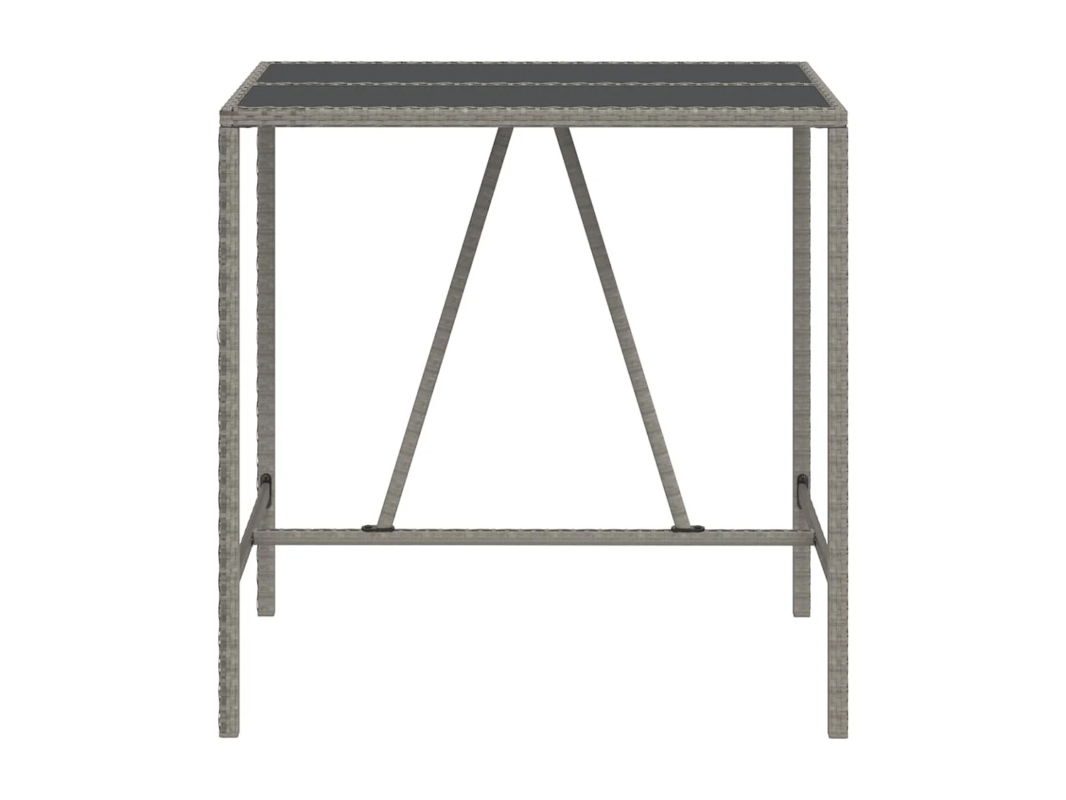 Village Green-Green Ridge  Mesa alta bar con superficie vidrio ratán PE gris 110x70x110 cm