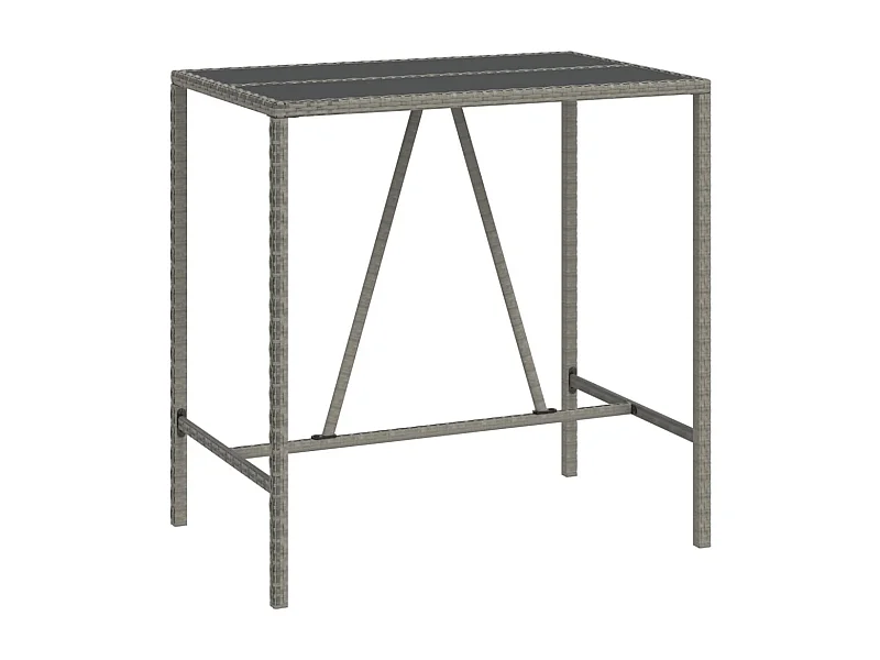 Village Green-Green Ridge  Table de bar et dessus en verre gris 110x70x110 cm poly rotin