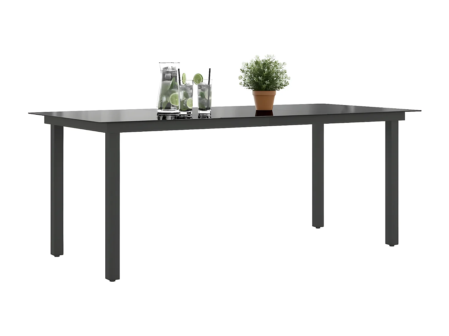 Xendel  Table de jardin Noir 190x90x74 cm Aluminium et verre