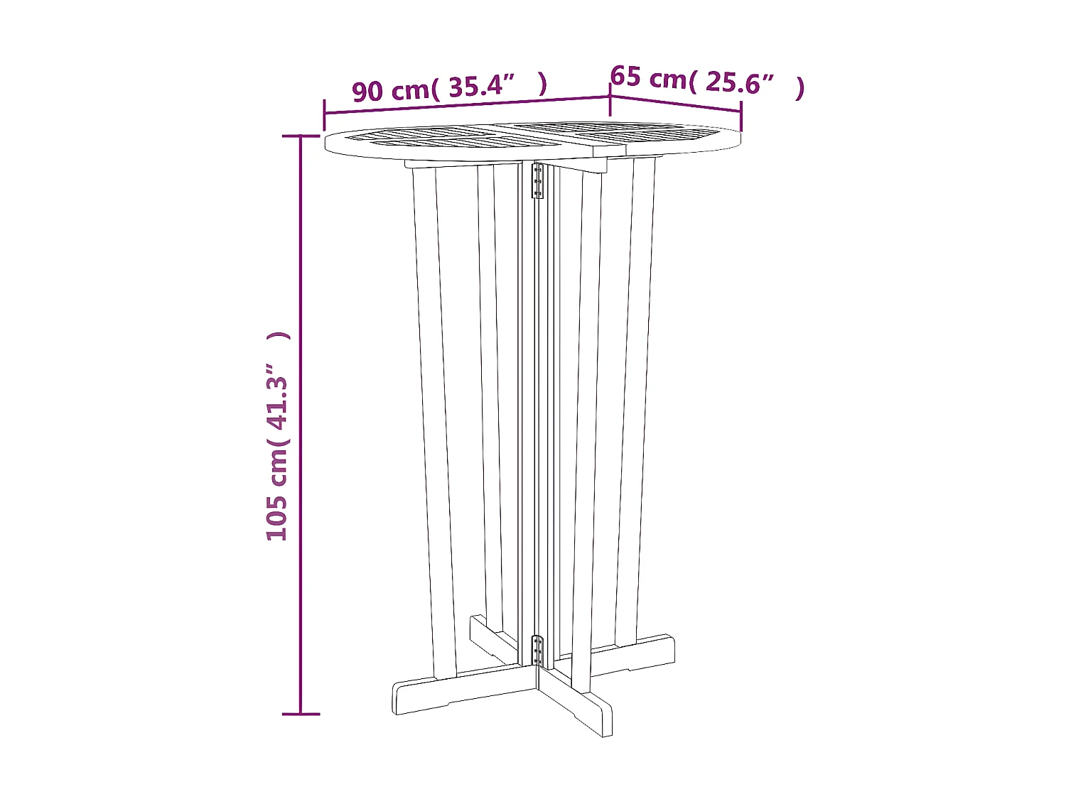 Garden Furniture -  Bartisch Klappbar 90x65x105 cm Massivholz Teak