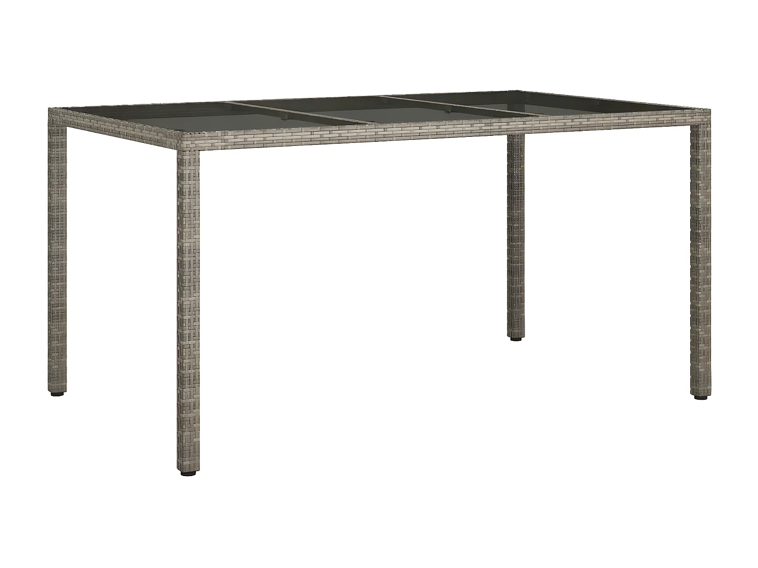 Harko  Tuintafel 150x90x75 cm gehard glas en poly rattan grijs