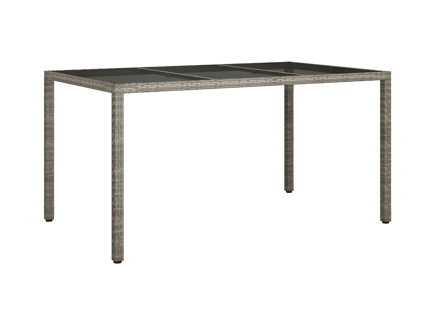 Harko  Table de jardin 150x90x75 cm Verre trempé et poly rotin Gris