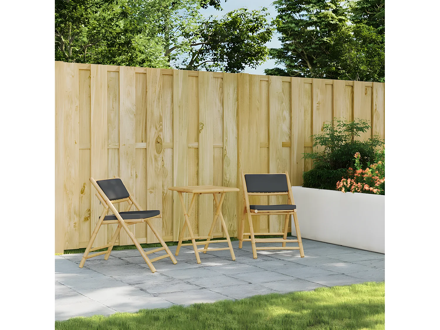 Marie-Thérèse  Table de jardin pliable 55x55x75 cm bambou