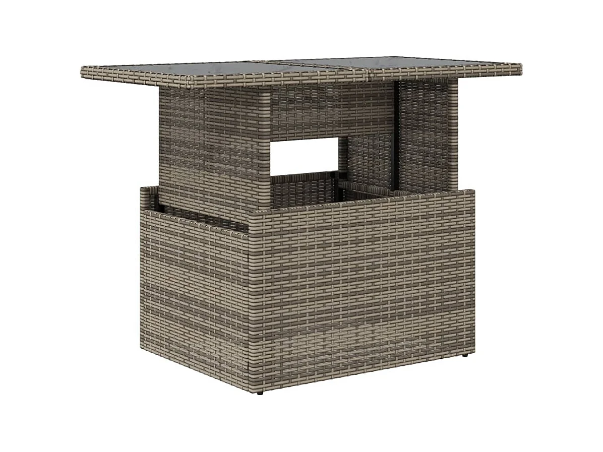 Pyr  Table de jardin dessus en verre gris 100x55x73cm résine tressée