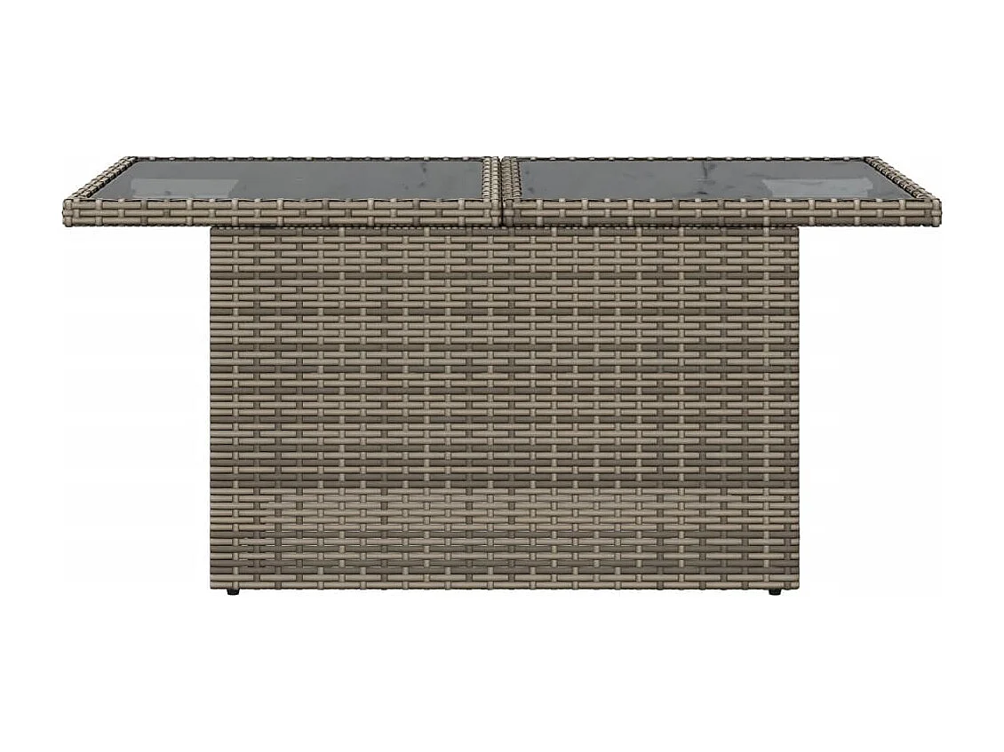 Pyr  Table de jardin dessus en verre gris 100x55x73cm résine tressée