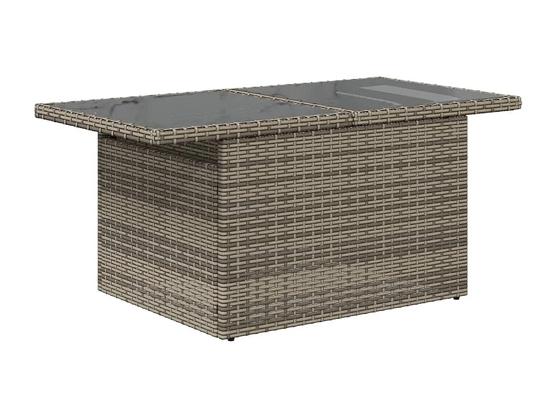 Pyr  Table de jardin dessus en verre gris 100x55x73cm résine tressée