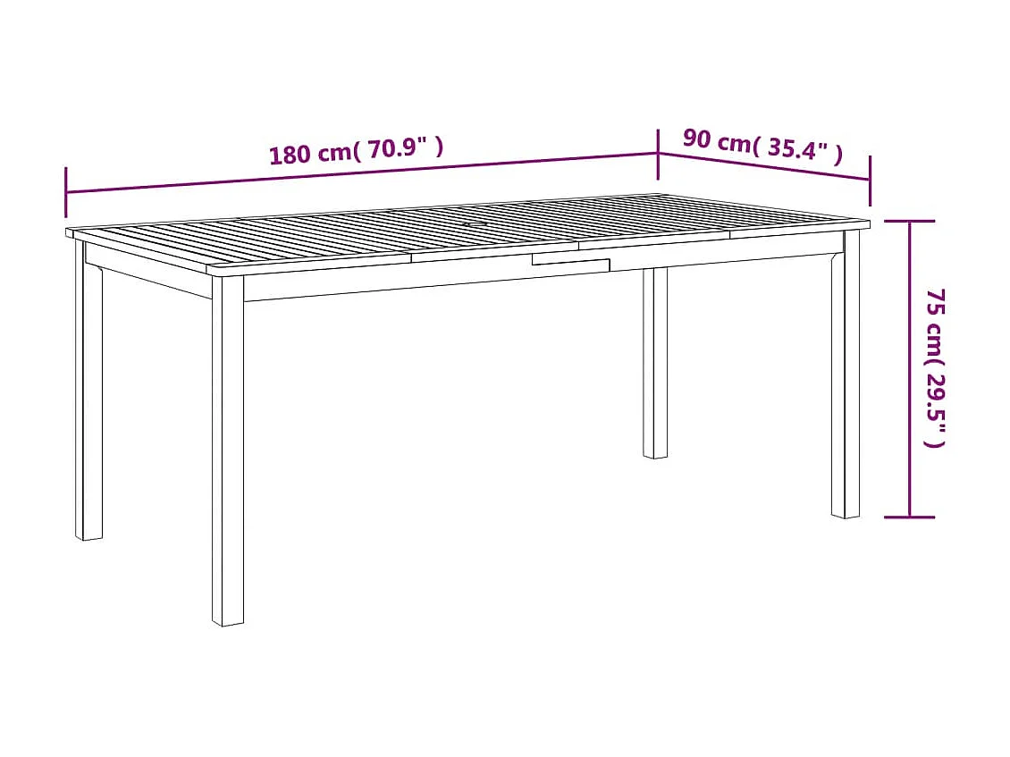 Amiens  Garten-Esstisch 180x90x75 cm Massivholz Akazie
