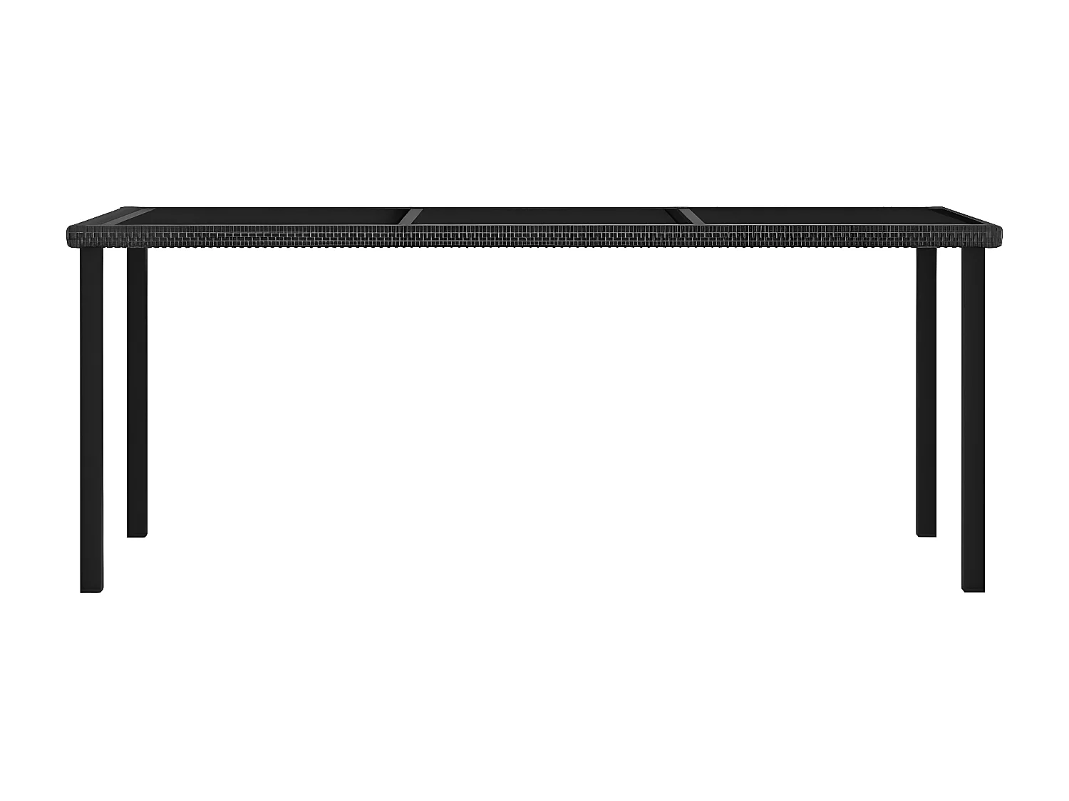 Natalie Hope  Table à dîner de jardin Noir 180x70x73 cm Résine tressée