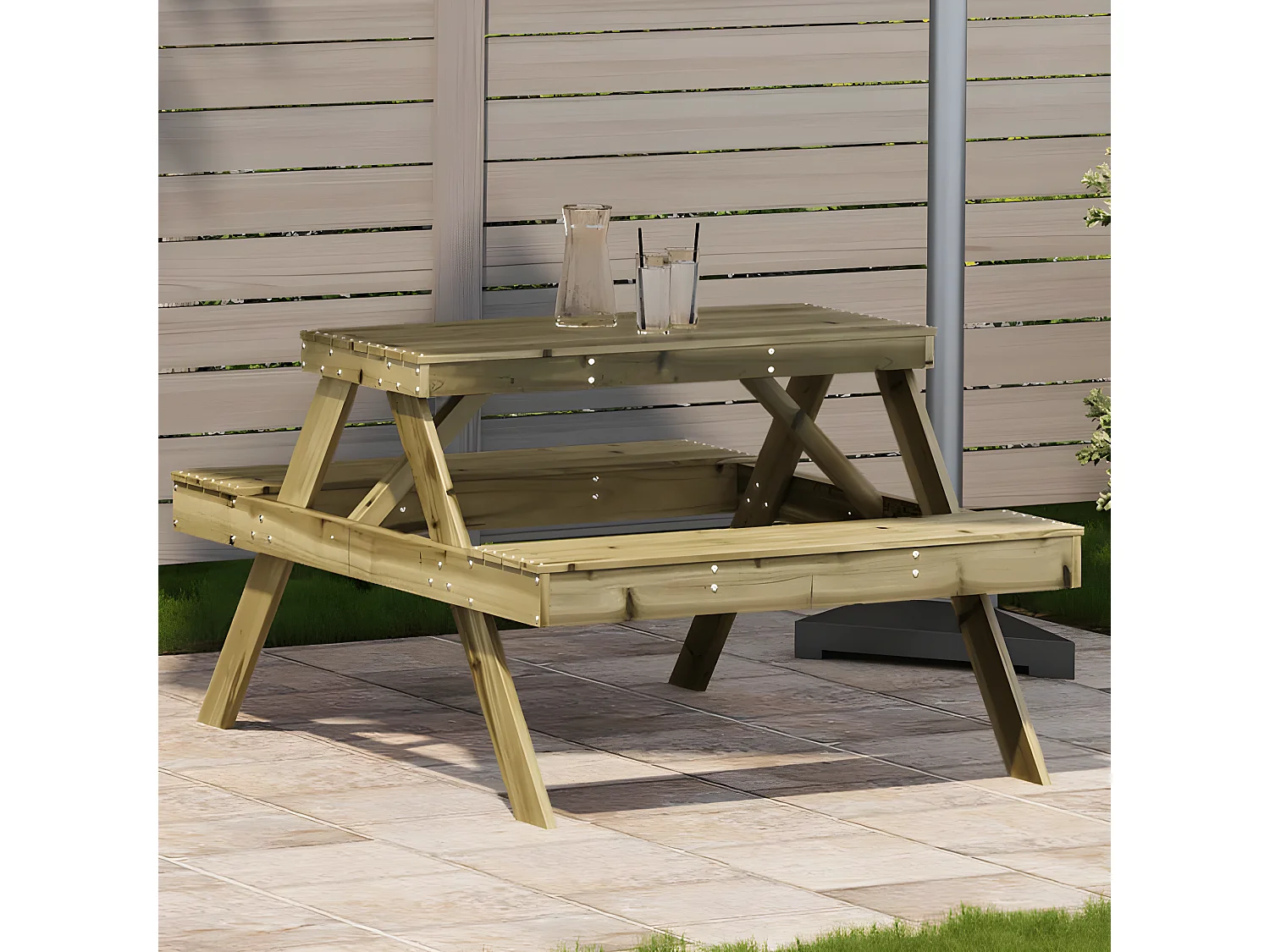 Frekja  Table de pique-nique 105x134x75 cm bois de pin imprégné