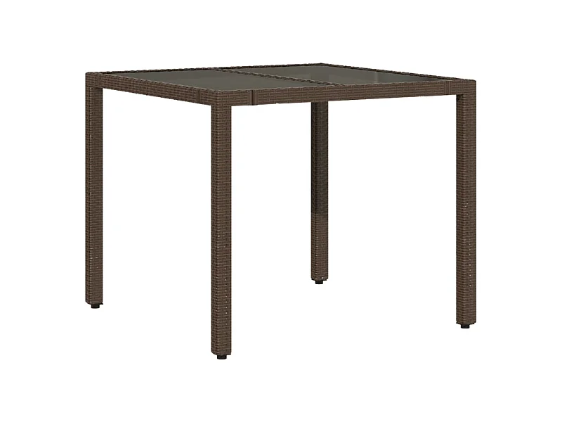 Michiel  Tavolo da Giardino Piano in Vetro Marrone 90x90x75cm Polyrattan