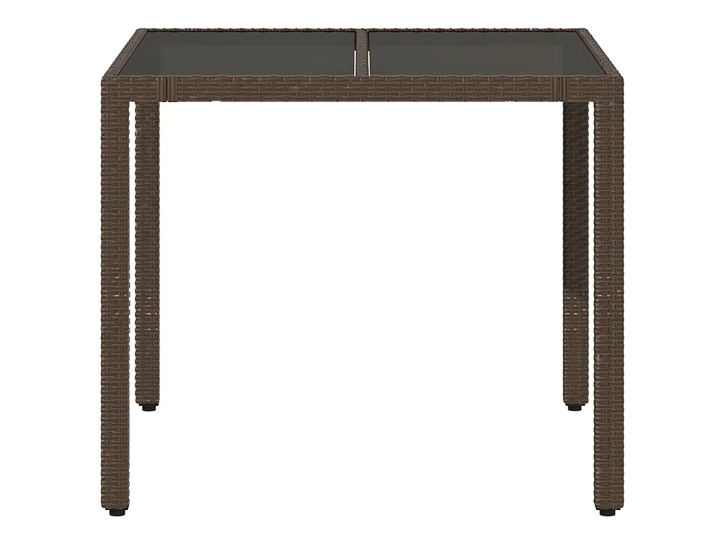 Michiel  Tuintafel met glazen blad 90x90x75 cm poly rattan bruin