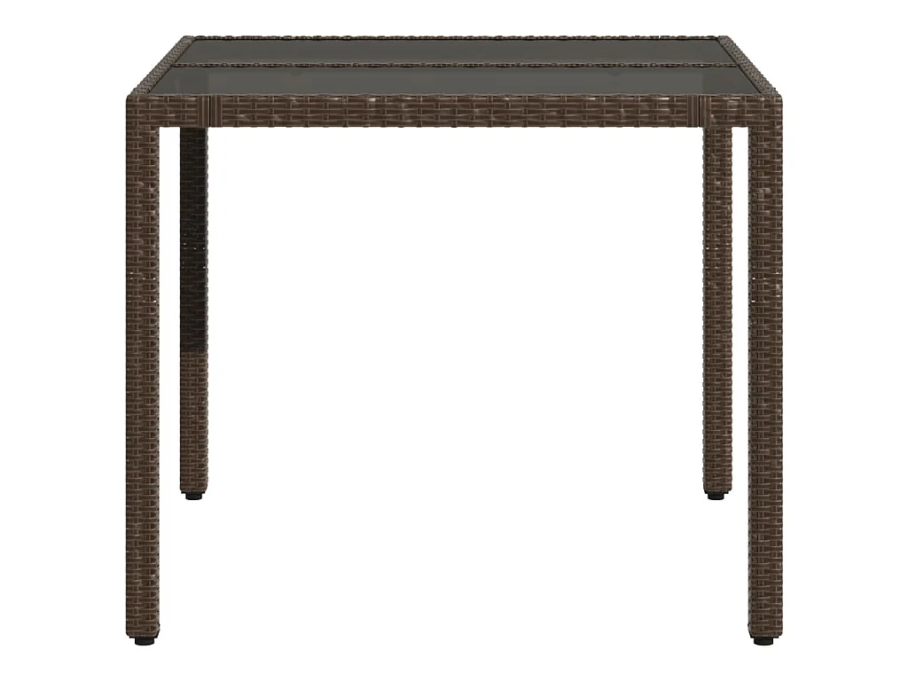 Michiel  Tuintafel met glazen blad 90x90x75 cm poly rattan bruin