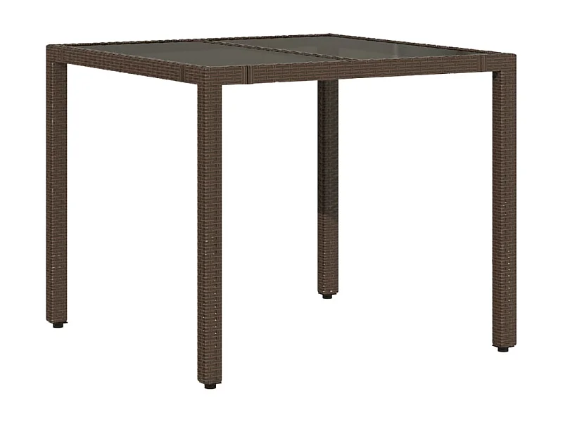Michiel  Table de jardin avec dessus en verre marron résine tressée