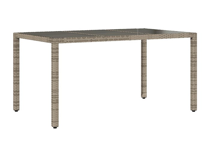 SKM Tavolino Da Giardino Beige 110x53x72 Cm In Polyrattan E Vetro - Perfetto Per Terrazzo E Balcone