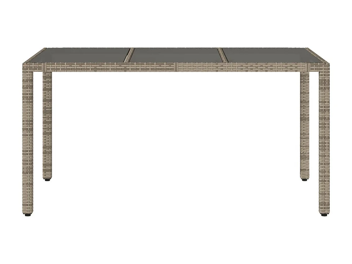 Michiel  Table de jardin dessus en verre Gris 150x90x75cm Résine tressée