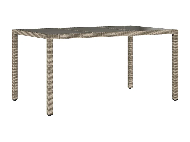 Michiel  Table de jardin dessus en verre Gris 150x90x75cm Résine tressée