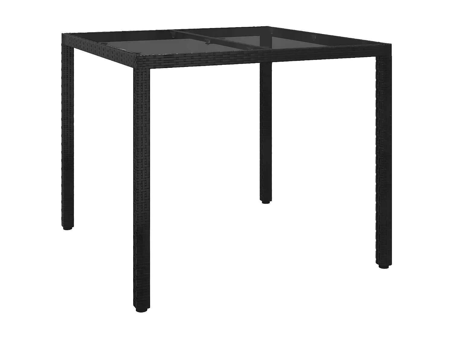 Harko  Tuintafel 90x90x75 cm gehard glas en poly rattan zwart