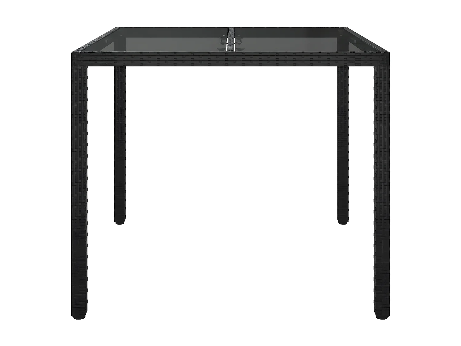 Harko  Tuintafel 90x90x75 cm gehard glas en poly rattan zwart