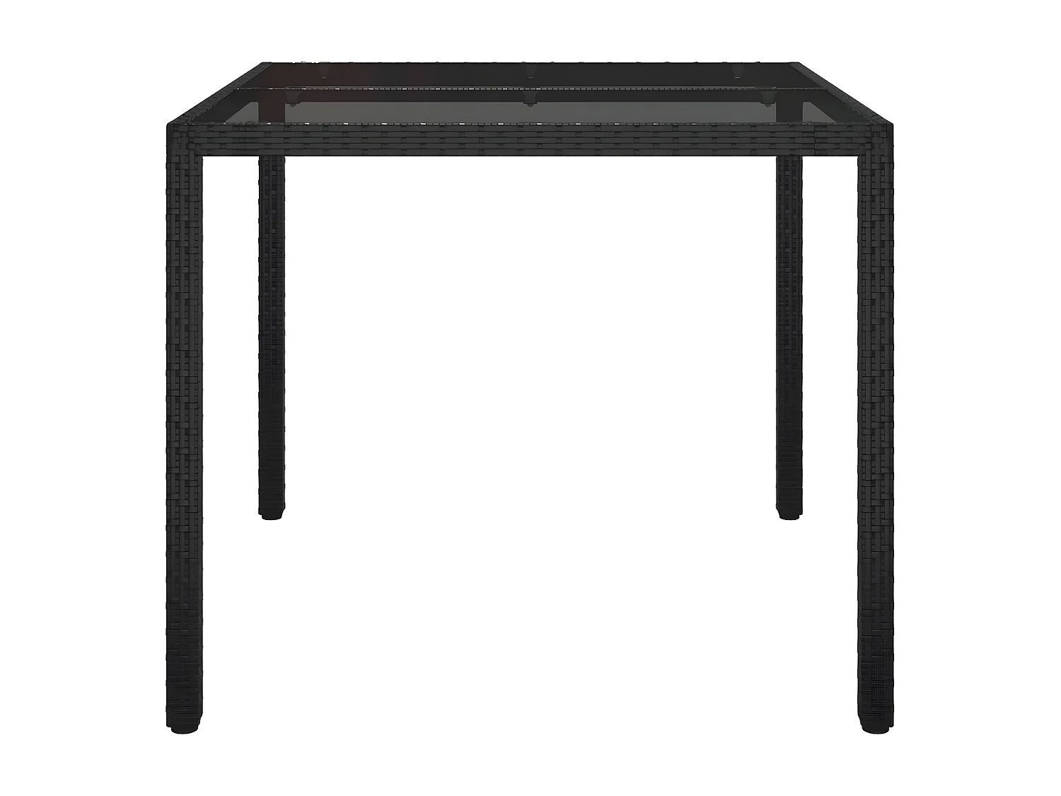 Harko  Tuintafel 90x90x75 cm gehard glas en poly rattan zwart