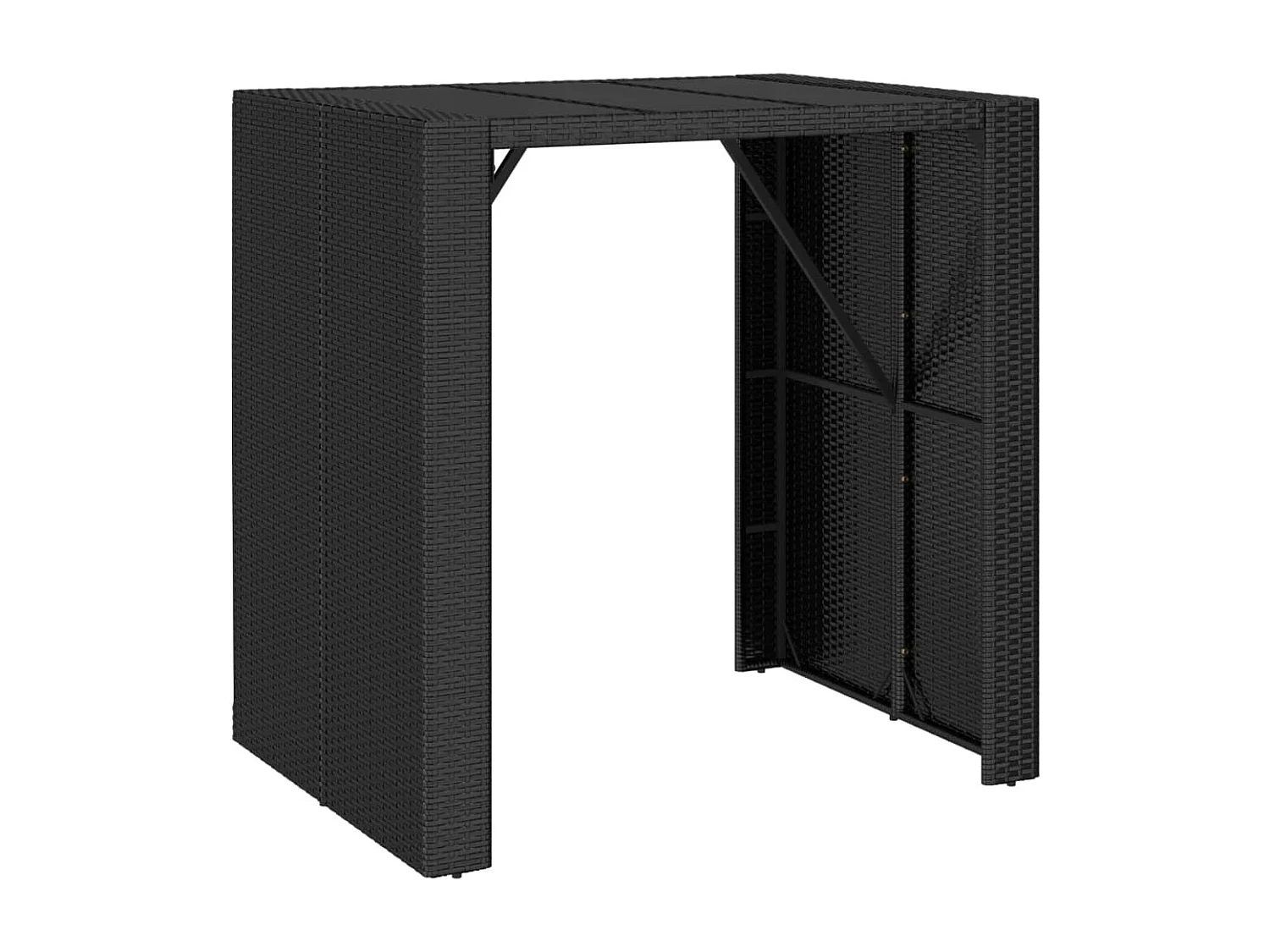 Lou  Bartisch mit Glasplatte Schwarz 105x80x110 cm Poly Rattan