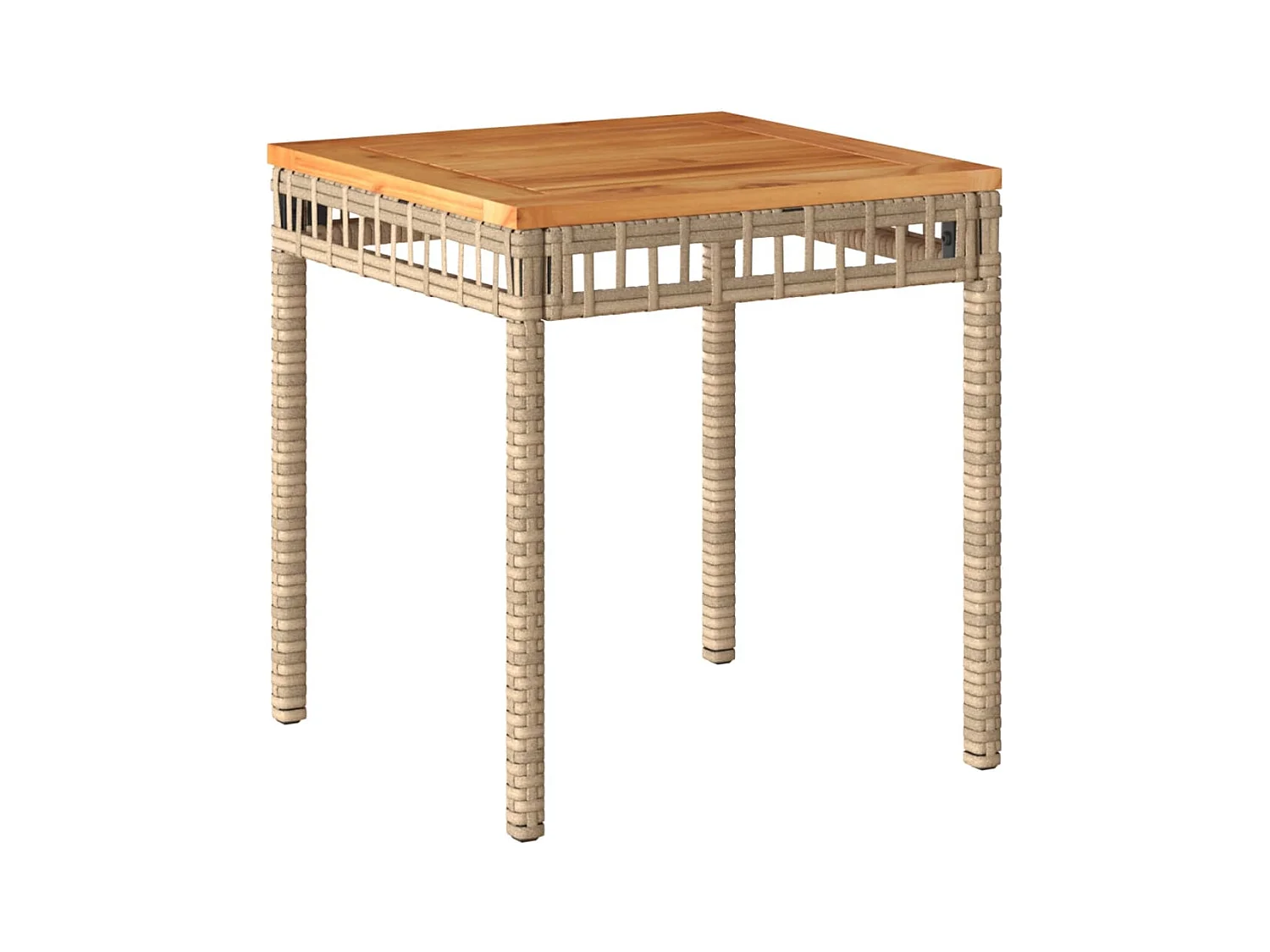 Ilaena  Table de jardin mélange beige 38x38x42 cm rotin et bois acacia