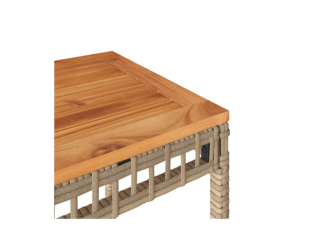 Ilaena  Table de jardin mélange beige 38x38x42 cm rotin et bois acacia