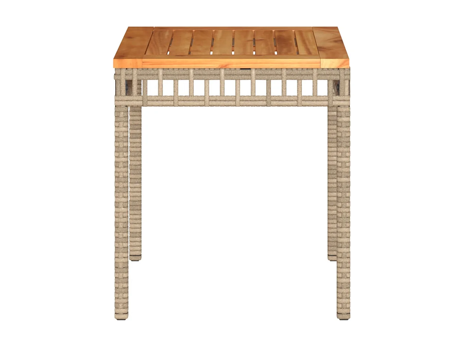 Ilaena  Table de jardin mélange beige 38x38x42 cm rotin et bois acacia