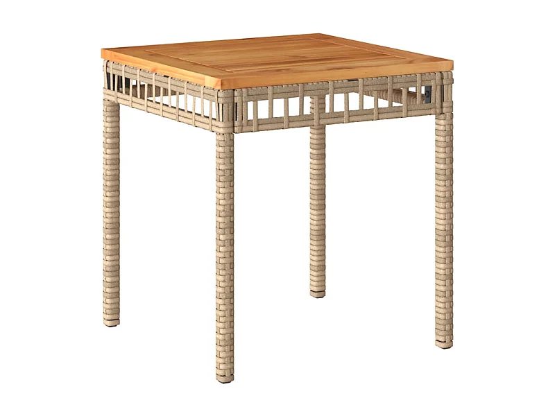 Ilaena  Table de jardin mélange beige 38x38x42 cm rotin et bois acacia