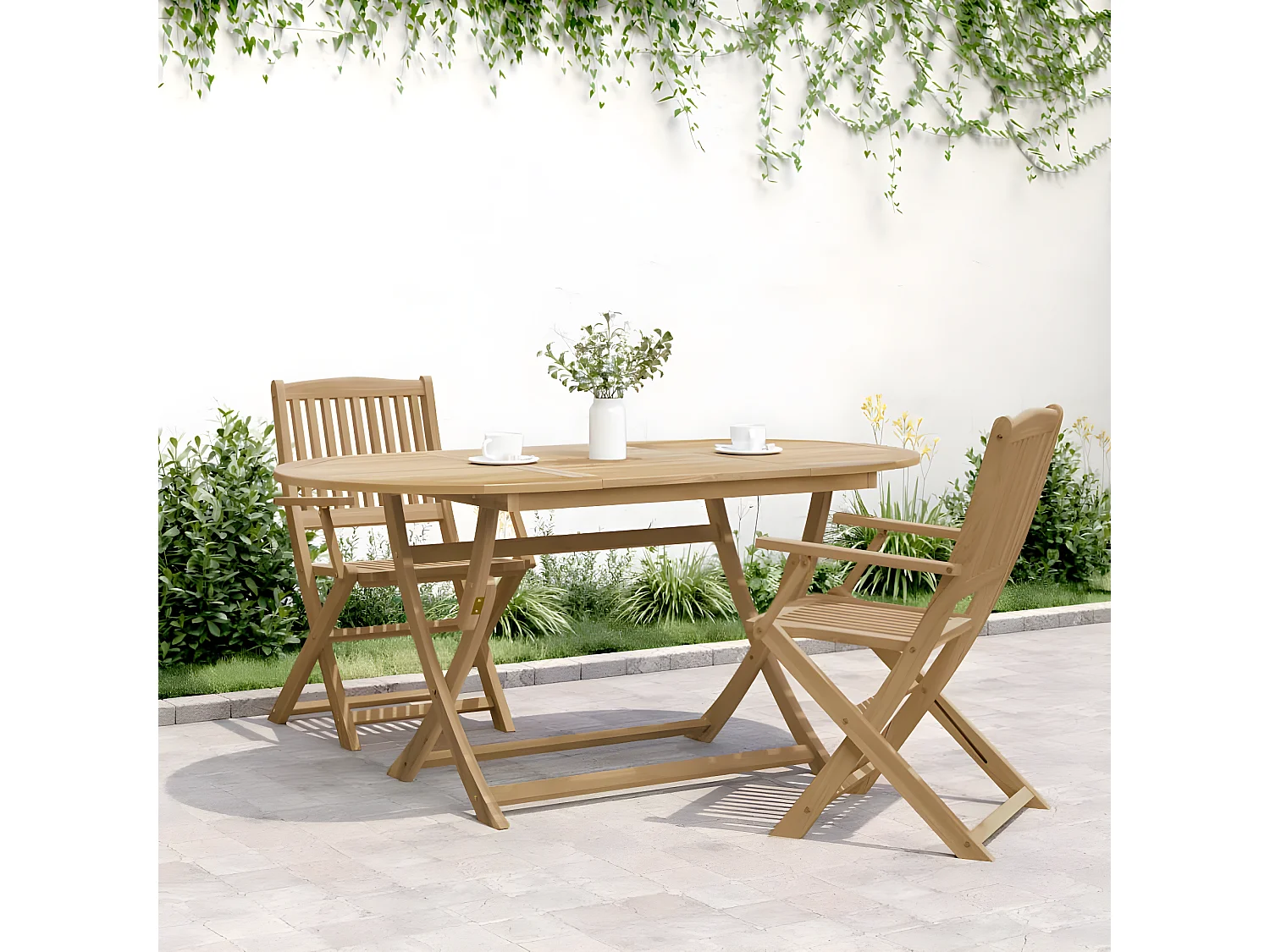 Celronor  Table pliable de jardin 160x85x75 cm bois d'acacia solide