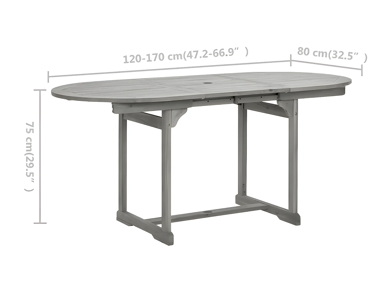 Stokkemarke  Tuintafel (120-170)x80x75 cm massief acaciahout