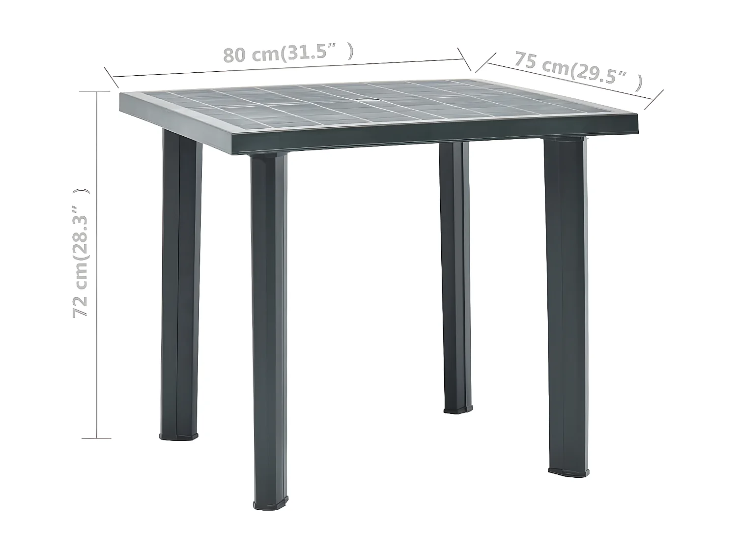 Claire-Evelyne  Tuintafel 80x75x72 cm kunststof groen