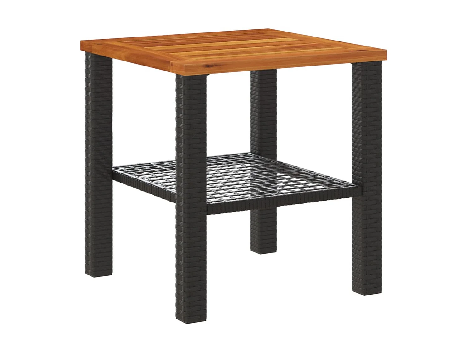 Centreville  Mesa de jardín ratán sintético madera acacia negro 40x40x42 cm