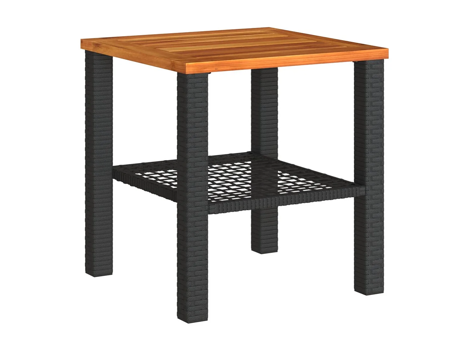 Centreville  Table de jardin noir 40x40x42 cm résine tressée et bois acacia