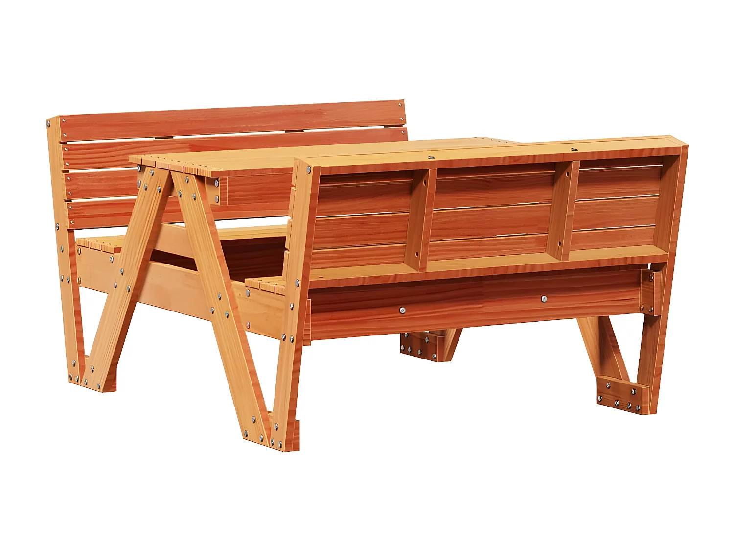 Velmi  Tavolo Picnic Bambini Marrone Cera 88x122x58 cm Massello Pino